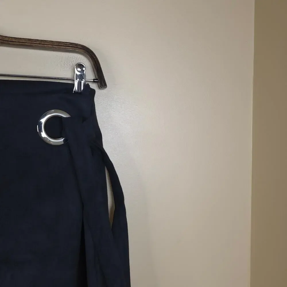 Loft Navy Blue Faux Suede Wrap Skirt with Grommet Detail Size 4